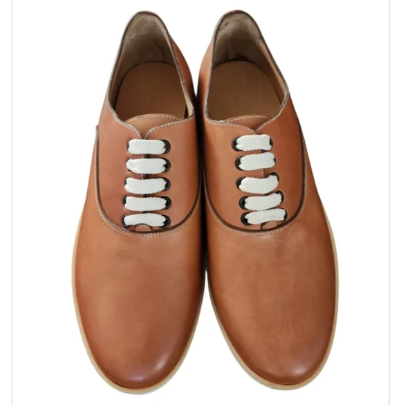 New Paul Frederick Mens Brown Leather Shoes Casual Made in Italy Sz 10.5 Classic